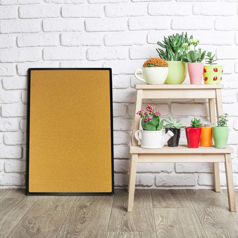 JILoffice Corkboard Bulletin Board 36 x 24 Notice Board, Black Aluminum Frame Wall Mounted Board for Office Home and School with 10 Push Pins - Image 4